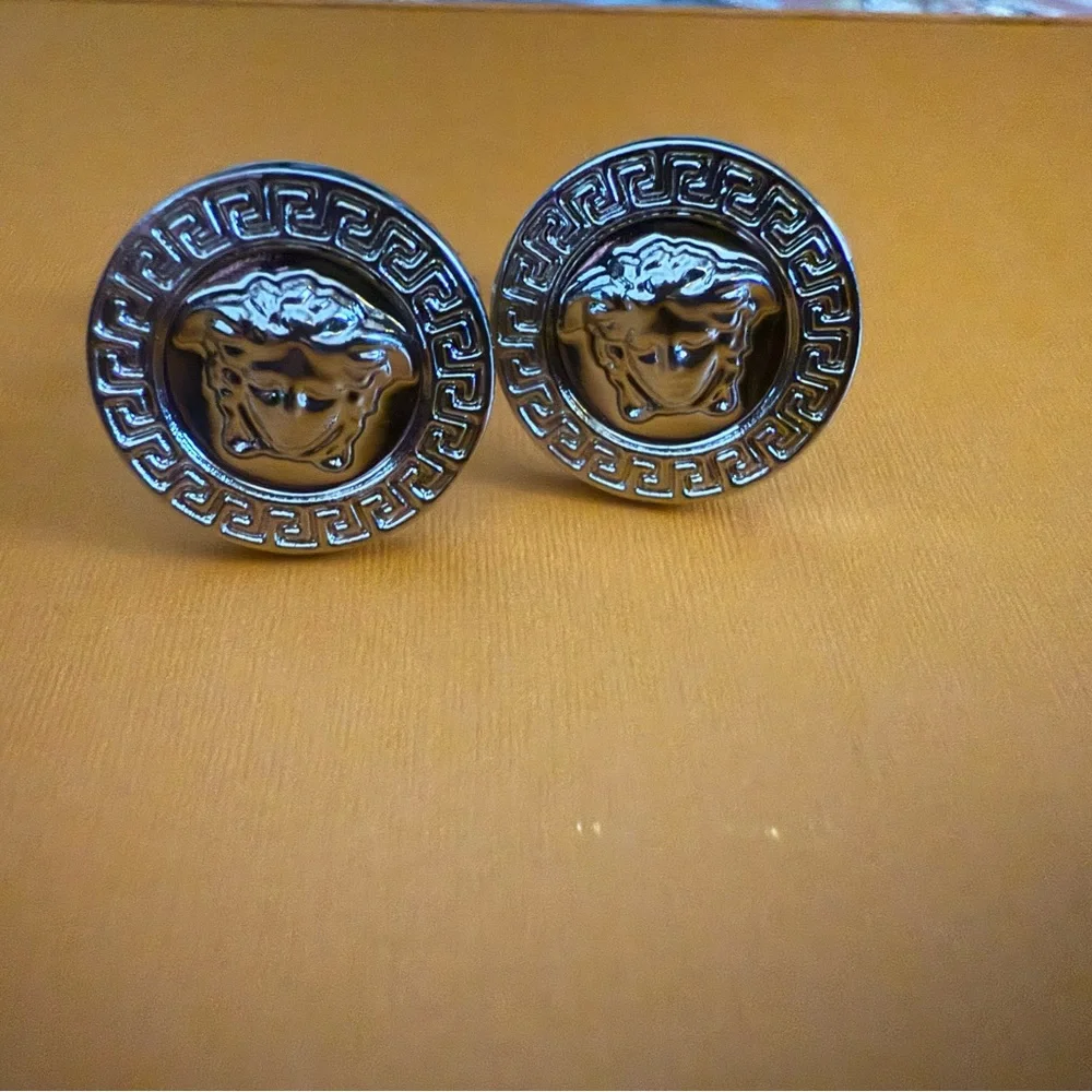 New Versace silver Medusa Round Cufflinks no box